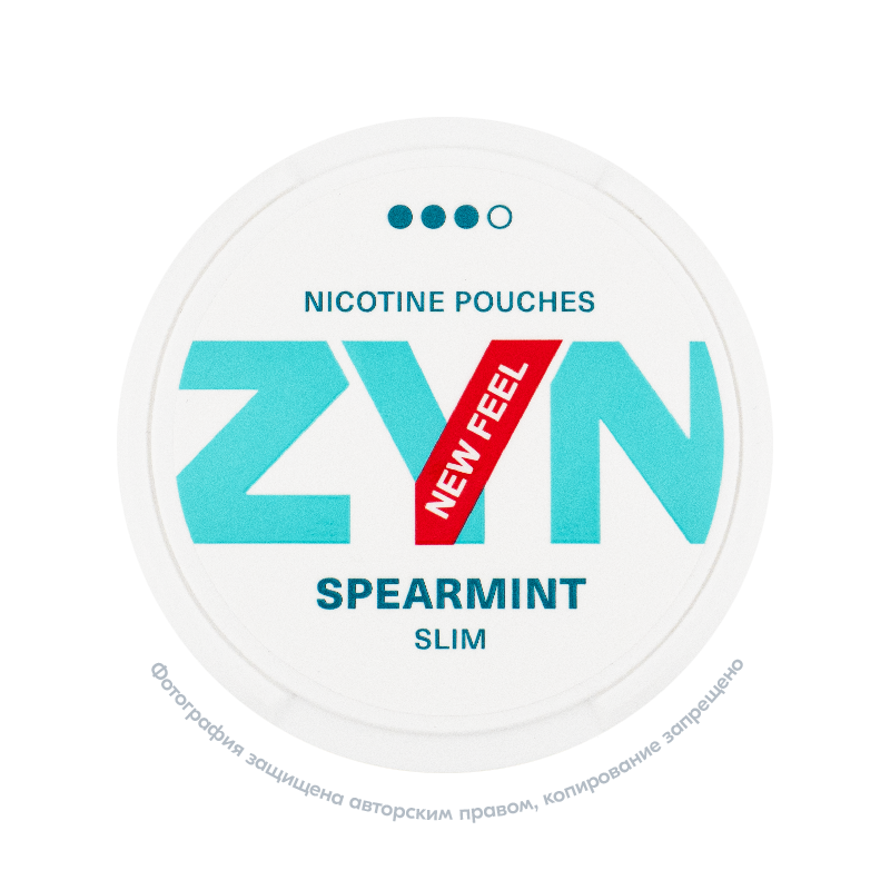 Снюс Zyn Strong Spearmint, 9 мг/порция, мята, slim portion, white